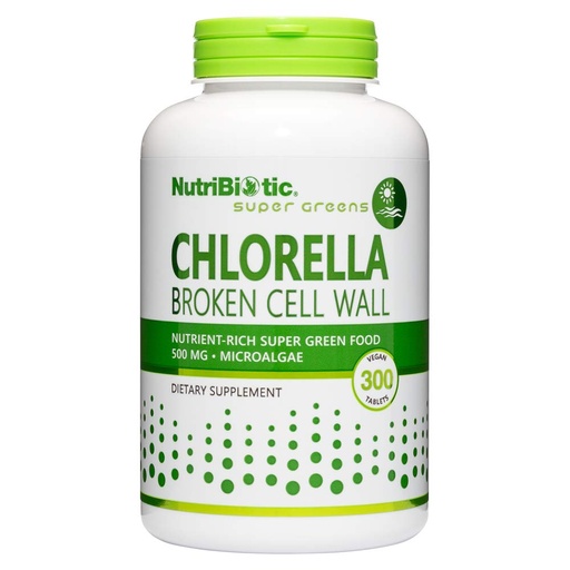 [BRSWIYT3PMMRG3LG] NutriBiotic- Chlorella Super Green Food 500 mg 300 Tabs | Broken Cell Wall Nutrient-Rich Microalgae, Water Cultivated Superfood | Chlorophyll with Vitamins, Minerals & Trace Elements | Vegan & Non-GMO