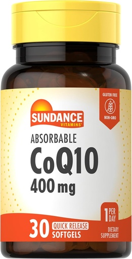 [BRSRMCA5O4HGYHTB] Sundance CoQ10 | 400mg | 30 Softgels | with Black Pepper Extract | Non-GMO and Gluten Free Supplement