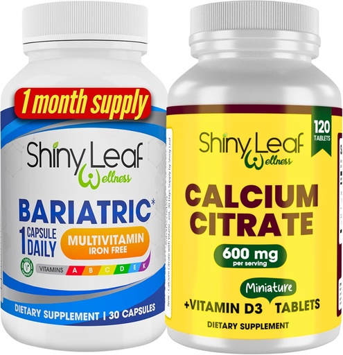[BRSRAAA6AAOWGA3X] Bariatric Multivitamin Iron-Free for Women and Men Plus Calcium Citrate with Vitamin D3, Easy Swallow Caplets, Unflavored - 1 Months Supply