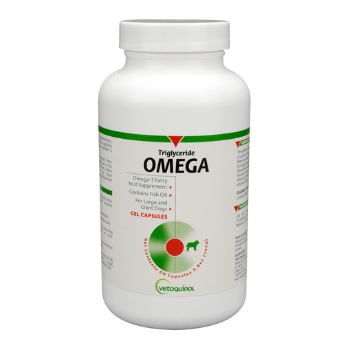 [BRSWIYQPCYCB2EQ5] Vetoquinol Triglyceride Omega - Fish Oil for Dogs & Cats - Supports Healthy Skin, Coat & Normal Immune Response - Supplement with Vitamin Blend for Heart, Eye, Bone & Muscle Support - 60 Capsules