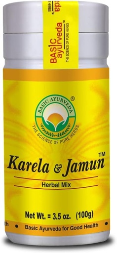 [BRSRO2YEAQOQYELO] BASIC AYURVEDA Karela Jamun трав'яні суміш 100% натуральний біттер Gourd & Java Plum Blend Vegan, Non-GMO для використання трав'яні, соки, смузі 3,53 Oz (100г)
