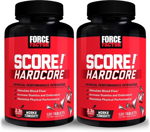 [BRSW2Y36OQCBG2YU] Фактор на сила SCORE!, 2-Pack, Hardcore Nitric Oxide Booster Допълнение за мъже с L-Citrulin, Йохимбе, черен Maca & B Витамини за увеличаване на Stamina, Максимизиране на физическата ефективност, 240 таблетки