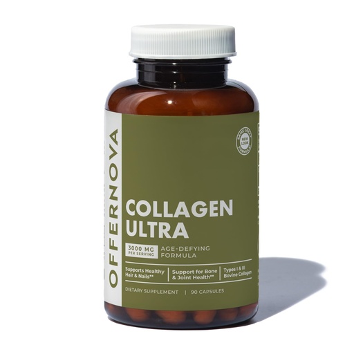 [BRSWKHAICABBE2DL] Offernova Collagen Ultra Hydrolyzed Collagen Supplements - 3000mg Anti Aging Bovine Collagen Peptides for Healthy Joints, Bones, Hair and Skin. Pastilla de Colageno Hidrolizado, 90 Capsules