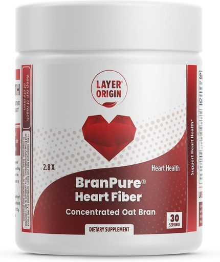 [BRSRAEL7OICA2ALU] Layer Origin BranPure Heart Fiber, Super Concentrated Oat Bran - Reduce LDL-C and Forever Chemicals Like PFAS with Soluble Oat Glucan, Unflavored Powder