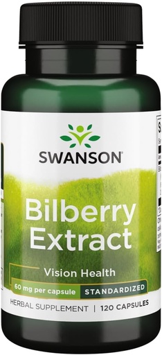 [BRSWIY36BR7GCFI5] Swanson Bilberry Extract (Standardized) 60 Milligrams, 120 Capsules | Promotes Eye Health, Helps Protect Against Free Radical Damage, Guaranteed Potency of 25% Antioxidant Anthocyanins