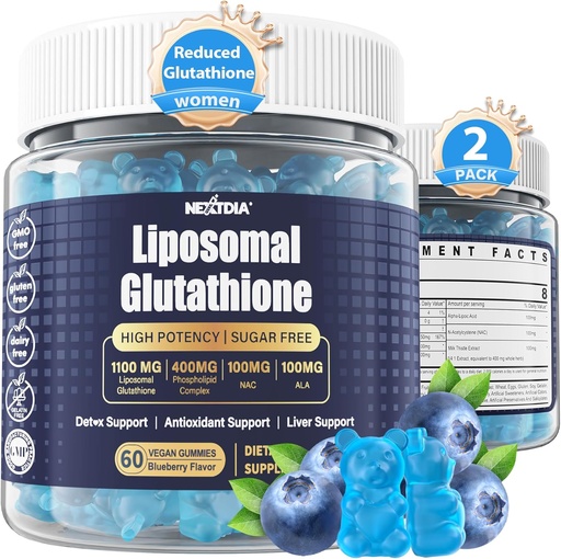 [BRSRAEATCJ7BMDT4] Liposomal Glutathione Gummies Chews, 1100mg Concentrated Formula - 98% Bioavailable w/Vitamin C, ALA, NAC & Milk Thistle for Antioxidant - Liver Cleanse Detox Supplement, Vegan, 120 ct