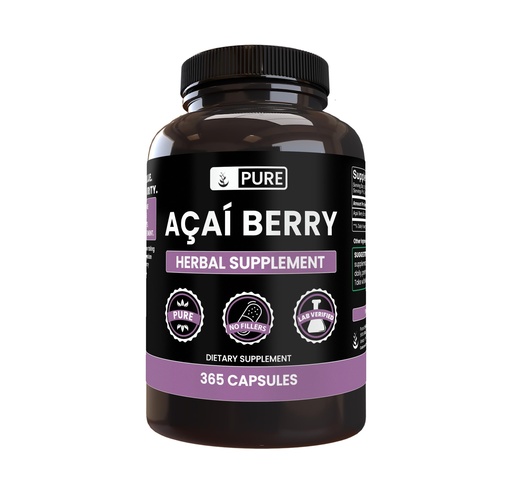 [BRSWYYADOQHQA237] PURE ORIGINAL INGREDIENTS Acai Berry (365 Capsules) No Magnesium Or Rice Fillers, Always Pure, Lab Verified