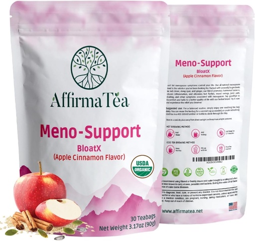 [BRSROEABAACBQHI4] Meno- Wsparcie BloatX Organic Menopauza Relief: Balanse & Obsługuje gorące błyski, Hormony, Nastroje Swings, nocne poty, & Bloating W / Black Cohosh, Red Clover & Dong Quai. Natural Apple- Cynamon Flavor.