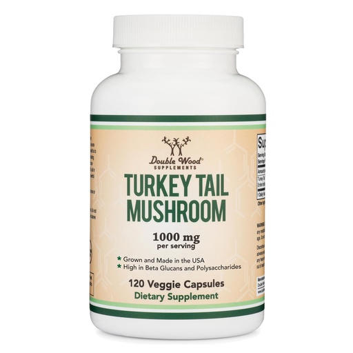 [BRSWGHY5CAORU233] Turkey Tail Mushroom Supplement (120 Capsules - 2 Month Supply) (Coriolus Versicolor) Comprehensive Immune System Support, Non-GMO, Gluten Free, Grown and Encapsulated in The USA by Double Wood