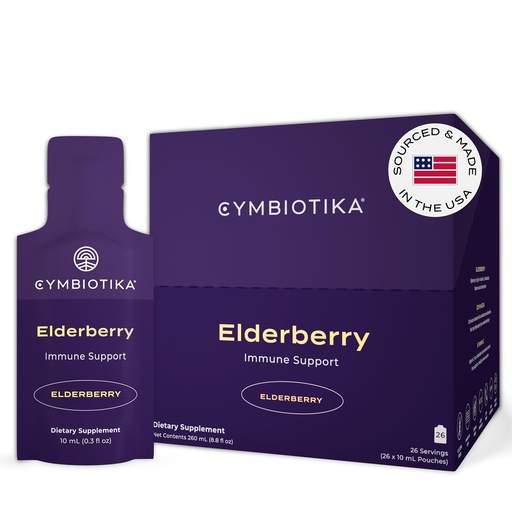 [BRSWYAQFPN6WMYAU] CYMBIOTIKA Adults Elderberry Boost Supplement – Organic Elderberry with Vitamin E for Immune Support – Gluten-Free, Vegan, Keto (Pack of 26)