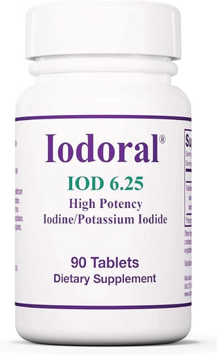 [BRSWYBI5B4CG2FDA] Optimox Iodoral 6.25 mg - Suplementos de yodo para el soporte tiroides, solución lugol, vitaminas diarias y minerales, tabletas de yodo de alta potencia - 90 Tabletas 1-Pack