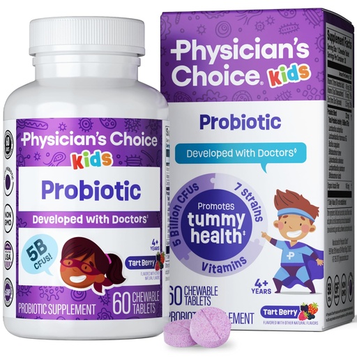 [BRSRA2QHBANGK3T3] Physician's CHOICE Probiotics for Kids - 7 Diverse Strains, Organic Prebiotics, Vitamins & Minerals - Clinically Studied L. Rhamnosus - Immune & Digestive Support - No Sugar or Artificial Dyes - 60ct