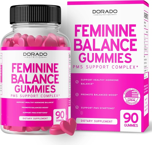 [BRSROZL4DEMW2ADA] Feminine Balance For Women Gummies & PMS Gummies (90 Count) - Natural Feminine Balance for Women - Cramps, Bloating, Mood Swings, Hot Flashes - Formulated with Cranberry, Dong Quai & Chasteberry