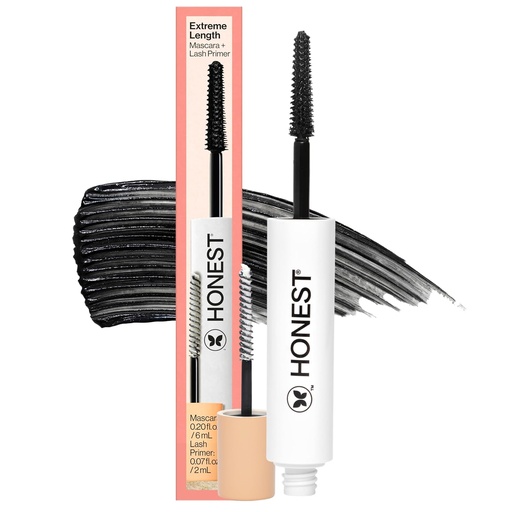 [BRSWGFD5OV5RM23J] Honest Beauty 2-in-1 Extreme Length Clean Mascara + Lash Primer | Lengthening + Volumizing | Cruelty Free + Safe for Sensitive Eyes | Black, .27 fl oz