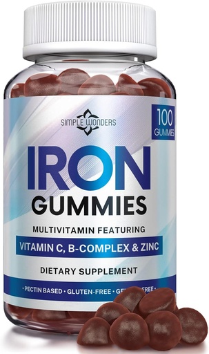[BRSWYHYYCB7AIFD7] Iron Gummies for Women, Men & Kids - Iron Supplement with Vitamin C, A, Vitamins B Complex, Biotin & Zinc - Multivitamin Chewable Iron Gummies for Adults - Alternative to Iron Pills, Capsules, Tablets