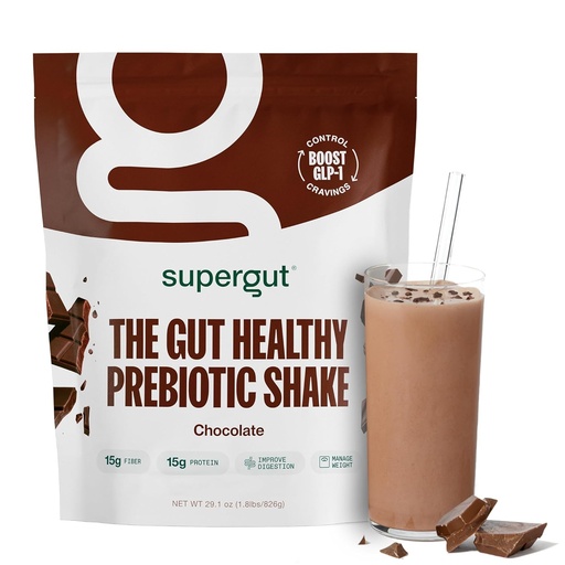 [BRSROZD5BNYRY3TL] Supergut Prebiotic Shakes | Meal Replacement | Boost GLP-1 | High Protein and Fiber | No Added Sugar | Keto Food, Meal, Snack (Chocolate, 14 Servings)
