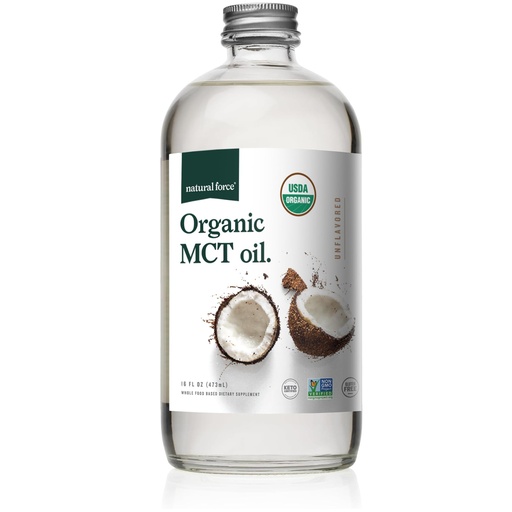 [BRSWGHYCCN5RUE3L] Natural Force Organic MCT Oil – Pure Glass Bottle – Made from 100% Virgin Coconut Oil + Certified Keto, Paleo, Kosher, Vegan & Non-GMO – Lab Tested for Quality and Purity - 16 Ounce