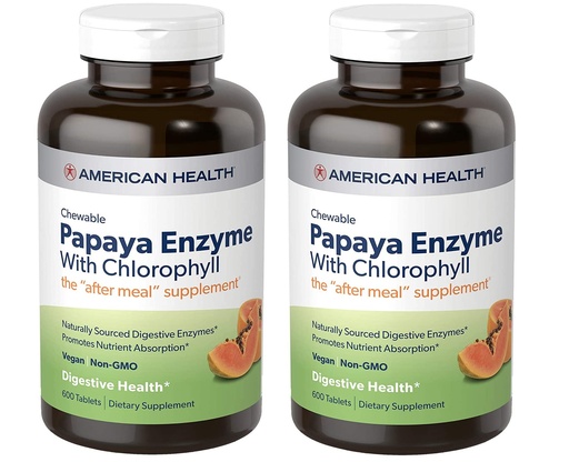 [BRSROZQEPIMAMCLO] American Health Papaya Enzyme with Chlorophyll Chewable Tablets - 600 Count (200 Total Servings) (Pack of 2)