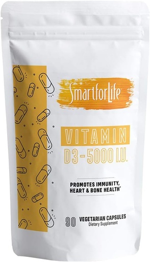 [BRSWY2QZOUHAO2AV] Smart for Life Vitamin D3 5000 iu - 90 Count Vegetable Capsules