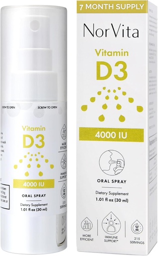 [BRSRAZYPA56BMFD6] Vitamina D3 Spray 4000 UI (215 Servings) - Alta Absorción, Vegan, Apoya el Hueso &amp; Salud Inmune, Absorción de calcio - Diaria vitamina D