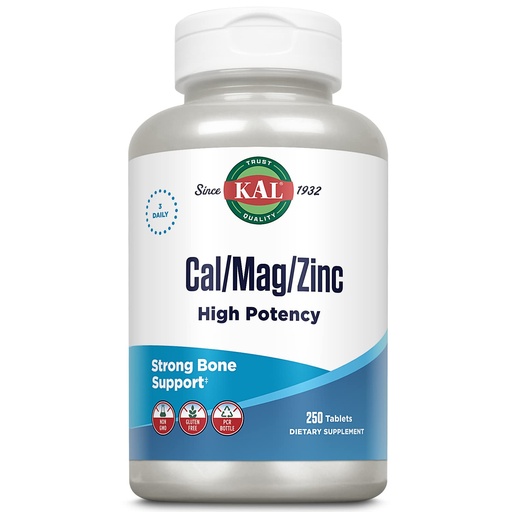 [BRSWIYQPO4PWYH3A] KAL Cal/Mag/Zinc | 1000 mg of Calcium, 400 mg of Magnesium & 15 mg of Zinc | Healthy Bones, Muscle, Heart & Immune Function Support (250 CT)