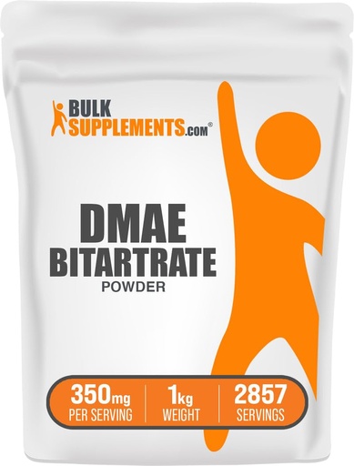 [BRSWIFYQA57BSHTI] BulkSupplements.com DMAE Bitartrate Powder - Dimethylaminoethanol Bitartrate, DMAE Supplement - Unflavored & Gluten Free, 350mg per Serving, 1kg (2.2 lbs) (Pack of 1)