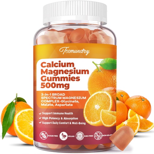 [BRSROAYROEFAKDY4] Calcium Magnesium Supplement Gummies for Adults: Calcium Citrate 600 mg with Vitamin D3 & K2 for Women Men - Supports B0ne Strength, Better Zzz, Muscles, Energy & Immune (60 Count)