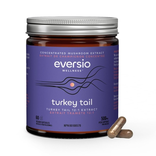 [BRSRMGA5AAIA22QV] Organic Turkey Tail Capsules – 12:1 Extract, 45% Beta Glucans - Fruiting Body Mushroom Supplement for Immune Support – 60 Vegan Capsules – EVERSIO WELLNESS (Defend Now)