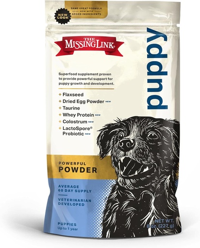 [BRSWIYLYOZ5AAHDM] The Missing Link Puppy 8oz Supplement – Superfood Powder Promotes Growth & Development, Supports Immunity, Digestion, Bones, Skin & Coat of Dog