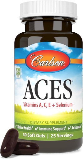 [BRSWIYILCUABAC3A] Carlson - ACES, Vitamins A, C, E + Selenium, Cellular Health & Immune Support, Antioxidant, 50 Softgels