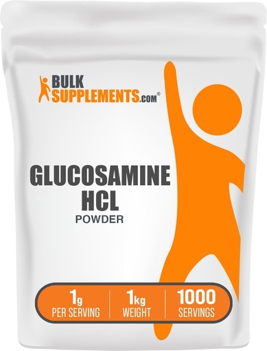 [BRSWIHAOOIDWYFY3] BulkSupplements.com Glucosamine HCl Powder - Glucosamine Supplement, Joint Support Supplement - Gluten Free, 1g per Serving, 5kg (Pack of 5) (11 lbs)