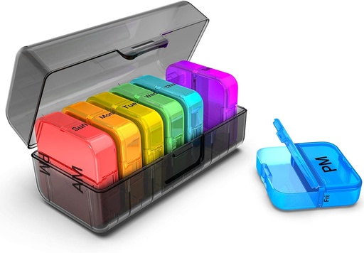 [BRSRMEICPMCQK2DJ] Daviky Pill Box 7 Day, Pill Organizer 2 Times a Day, Pill Cases Organizers 7 Day Am Pm, Portable Travel Pill Organizer, Daily Pill Box Antolatzailea, Arrain-olioaren pila-antolatzaile handia, bitamina, gehigarria