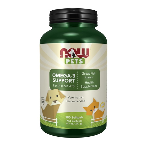 [BRSWKZYDCUOGCALK] NOW Pet Health, Omega 3 Supplement, Formulated for Cats & Dogs, 180 Softgels