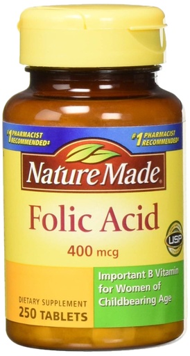 [BRSWKGYIBJ5RC3IV] Nature Made Folic Acid (400 mcg) Tablets, 250 Count, Pack of 2