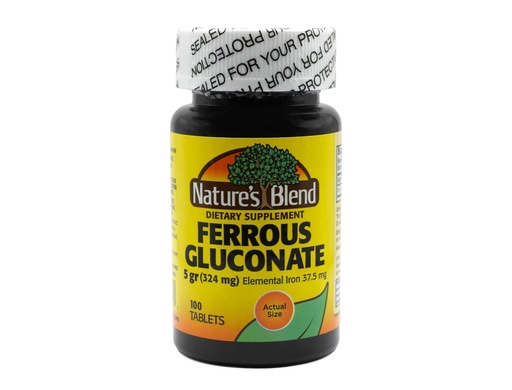 [BRSWIZQCCQCQYFAV] Nature's Blend Ferrous Gluconate Tablets, 100 Count