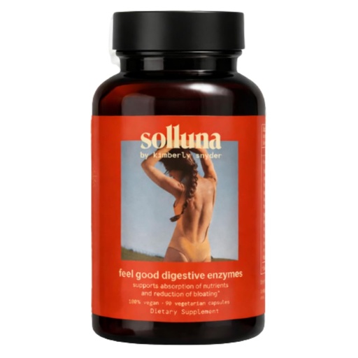 [BRSWGGQOBB4AKYI2] Solluna by Kimberly Snyder Digestive Enzymes Lipase, Amylase, Protease, Alpha-Galactosidase, Cellulase for Digestive Health, Nutrient Absorption, Stomach Pain, Gas & Bloating (90CT) Vegan & Non-GMO