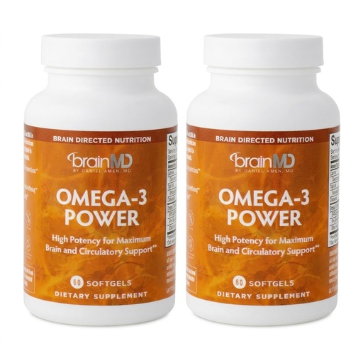 [BRSROH36OEPA2HTD] BRAINMD Dr Amen Omega-3 Power - 60 Capsules, Pack of 2 - Joint & Immune Support Supplement - Contains DHA & EPA - Gluten Free - 60 Total Servings