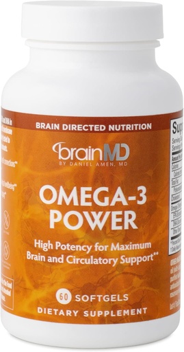 [BRSROH36OEPA2HTD] BrainMD Dr Amen Omega-3 Power - 60 kapselia, pakkaus 2 - Joint & Immunosupport Supplement - Sisältää DHA & EPA - Gluteeniton - 60 Tarjoilu yhteensä