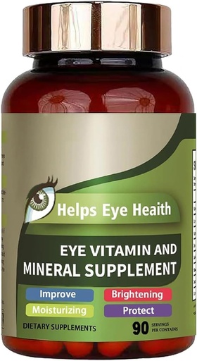 [BRSRAGQRDIMG2AL6] Eye Vitamin & Mineral Supplement with Lutein, Zeaxanthin, Supports Eye Strain, Vision Health for Adults with Vitamins C & E, Vegan Eye Vitamin