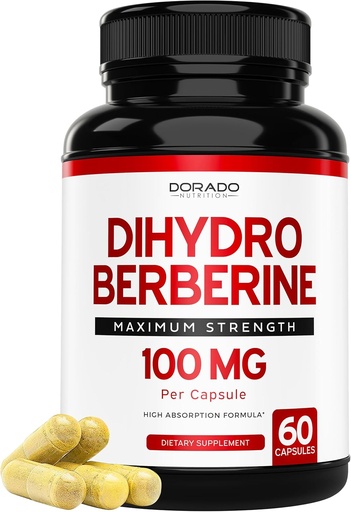 [BRSRAZADOF7G2A3L] Dihüdro Berberine Supplement 100mg, 60 kapslit (Patented GlucoVantage Super Berberine 5X tõhusam kui Beerine vähem kõrvaltoimeid) - Kolmanda osapoole testitud, Vegan & USA Made