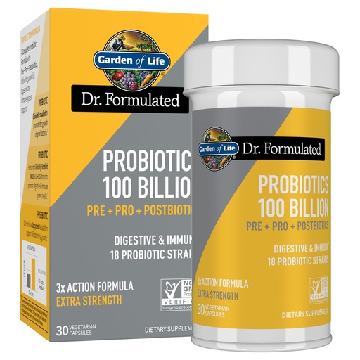 [BRSW2AYFCIHAGAI4] Garden of Life Dr. Formulated Pre, Post & Probiotics 100 Billion CFU Once Daily 3-in-1 Complete Probiotics, Prebiotics & Postbiotics Supplement for Women and Men – Extra Strength, 30 Day Supply