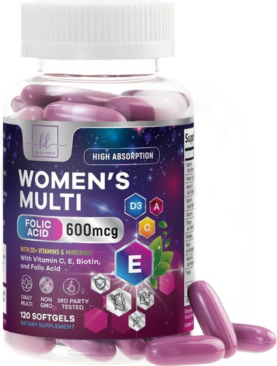 [BRSROAAHOUFRSF34] Multivitamin For Women - Daily Woman's Multivitamins with Biotin, Calcium, Folic Acid, Iron, Zinc, Vitamin A, C, D, E & B Vitamins, Women's Hair Skin and Nails Vitamins Supplements - 120 Softgels