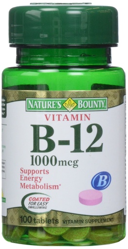 [BRSWIZDYAQAAM3IV] Nature's Bounty Vitamin B-12 1000 mcg Tablets, 100 Count (Pack of 1)