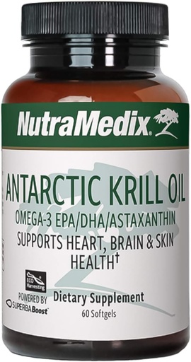 [BRSWYBANO5YBQC3H] NutraMedix Antarctic Krill Oil 500mg - Fish Oil Supplement - Omega-3s (EPA & DHA) + Astaxanthin - Red Krill Supplement for Joint, Immune, Heart, Liver & Brain Health Support (60 Softgels)