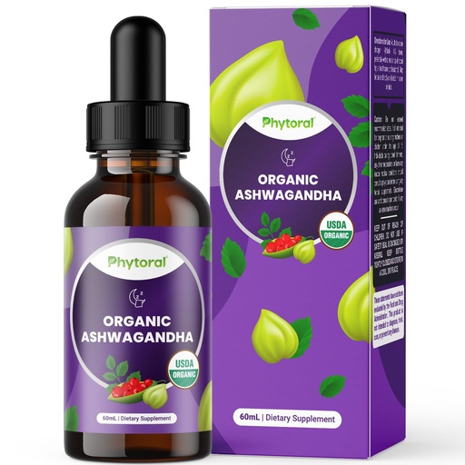 [BRSROA34OVYWAFLP] Phytoral Organic Ashwagandha Liquid Drops for Adults - Potent Liquid Ashwagandha Root Extract for Energy and Mood Support - Tincture Vegan Non-GMO Gluten & Alcohol-Free 2Fl Oz (Pack of 1)