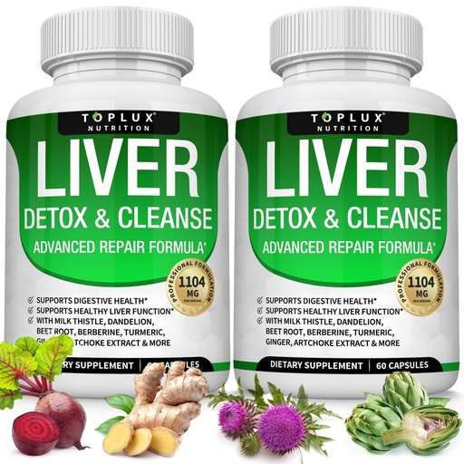 [BRSW2GQFPNYRQC3G] Liver Cleanse Detox & Repair Formula Liver Detox Supplement – Milk Thistle with Dandelion, Artichoke, Turmeric, Beet Root, Turmeric & More for Natural Fast Herbal Cleansing Non-gmo Vegan 60 Capsules