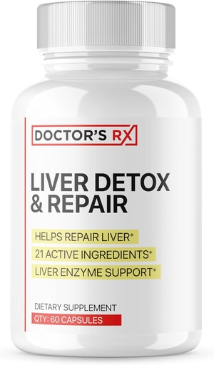 [BRSRAZD4BAARMDQ7] 의사의 RX || #1 RATED 프리미엄 라이브러 클렌징 & 데톡스 || Optimize Liver Function, Repair Liver Enzymes | Ultra Dosed Formula w/ 21 강력한 재료 | 제3자 테스트 + 미국 제작 - 60 캡슐
