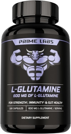[BRSRAFIYPIAWMA3U] Lehen laborategiak L Glutamine kapsulak 600mg - Indarra, Muscle Recovery, Immunity, & Gut Health - Amino Acid osagarria - Gizon eta Emakumeentzako
