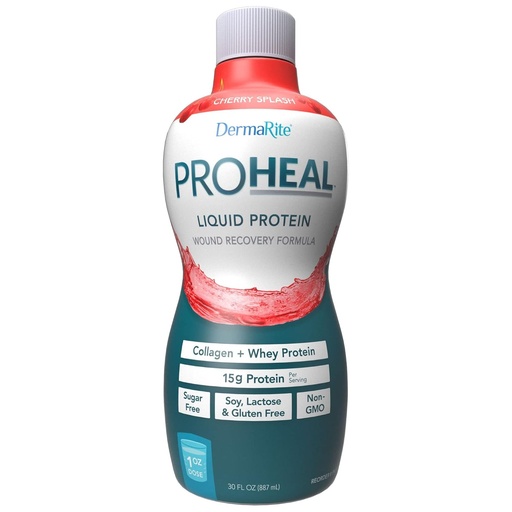 [BRSWGFICPMNAOD3G] DermaRite 's ProHeal Protein Tambahan - Protein Liquid Wound Recovery Formula, 15g dari Collagen & Whey Protein - Cherry Splash Flavor, 30 oz., 1 Count