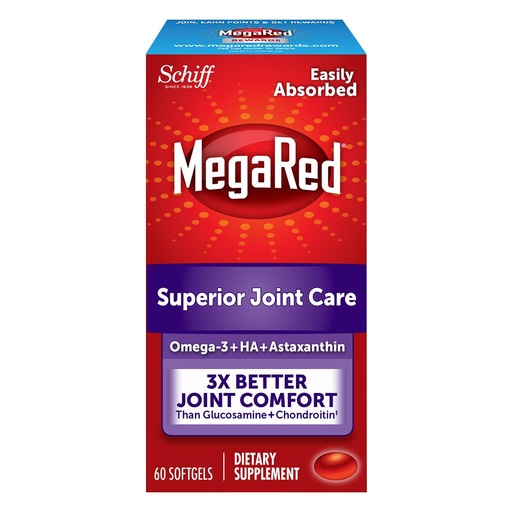 [BRSWI2QEPIIQG3I7] MegaRed Omega-3 Krill Oil and Joint Supplement 353mg, Joint Care Softgels (60 Count in A Box) - EPA/DHA Fatty acids, Antioxidants, Hyaluronic Acid, No Fishy Burp Aftertaste as with Fish Oil